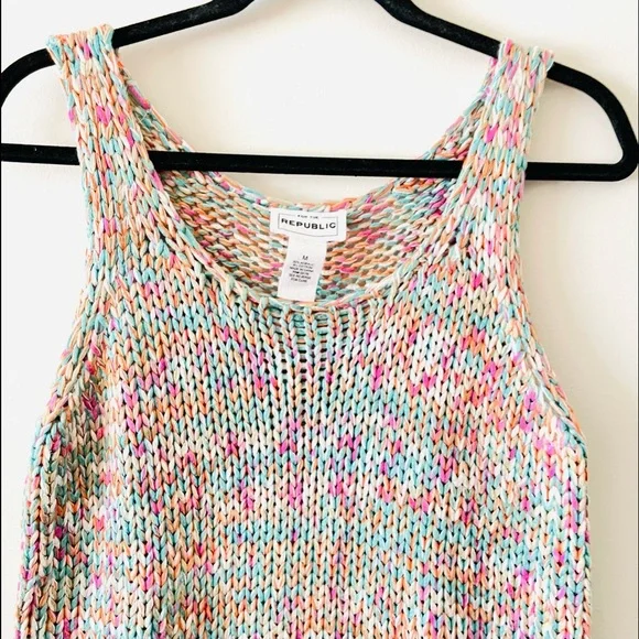 For The REPUBLIC Women’s Multicolor Handmade Knitted Cropped Tank Top Size US M - Picture 2 of 16